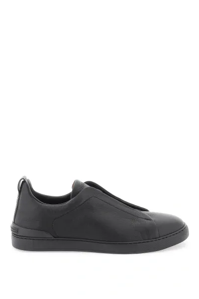 Zegna Triple Stitch Sneakers In Black