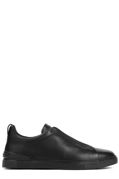 Zegna Triple Stitch Sneakers In Black