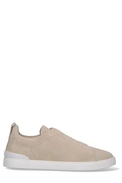 Zegna Triple Stitch Trainers In Beige