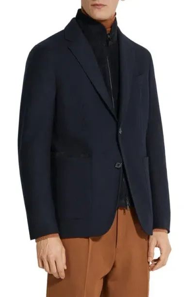 Zegna Trofeo Wool & Cashmere Jacket In Navy Blue