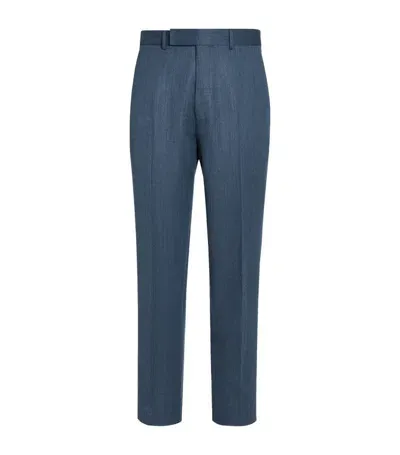 Zegna Trofeo Wool Tailored Trousers In Blue