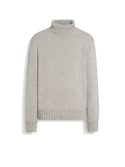 Zegna Turtleneck Knit Jumper In Beige