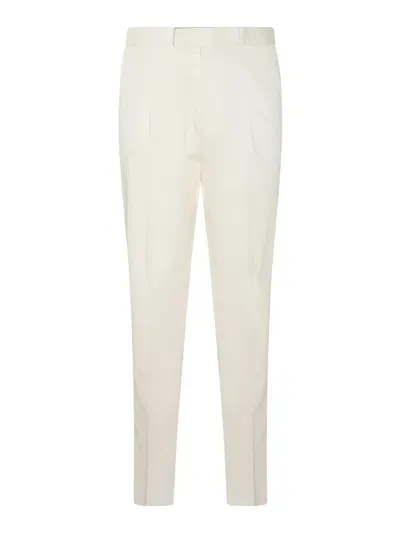 Zegna White Cotton Blend Trousers