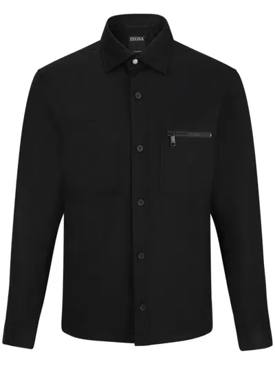 Zegna Wool Overshirt In Multicolor