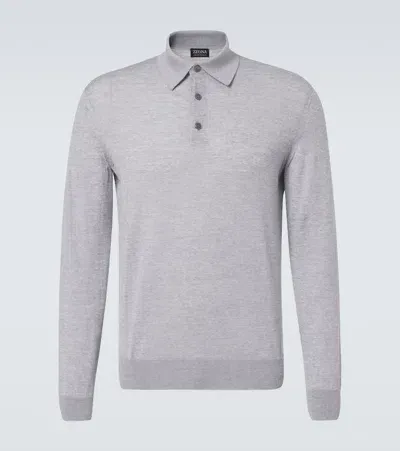 Zegna Wool Polo Shirt In Grey