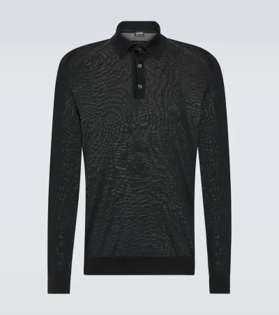 Zegna Wool Polo Sweater In Black 