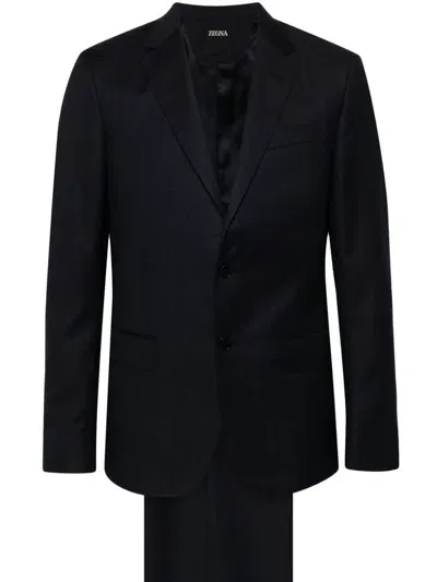 Zegna Wool Two-piece Suit In Blue