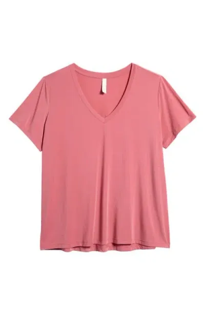 Zella Breathe Active V-neck Tee In Pink Mauve