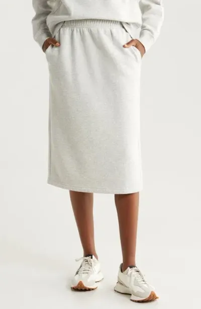 Zella Cloud Fleece Midi Skirt In Grey Light Heather