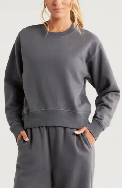 Zella Cloud Fleece Sweatshirt In Grey Forged