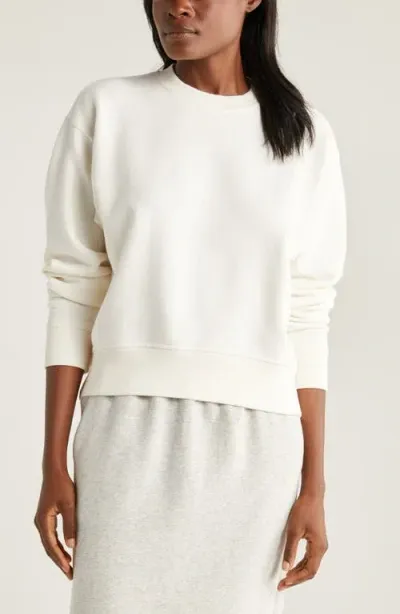 Zella Cloud Fleece Sweatshirt In Ivory Egret