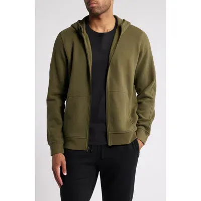 Zella Cloud Fleeze Zip Hoodie In Olive Night