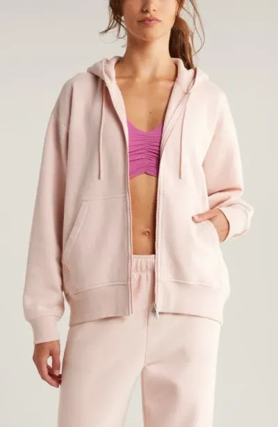 Zella Cloud Zip Hoodie In Pink Peach