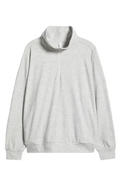 Zella Cozy Half Zip Sweatshirt In Ivory Dove Heather