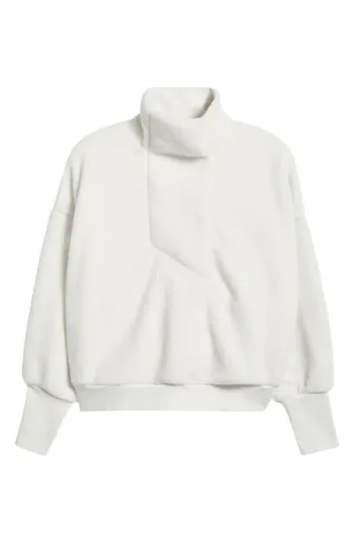 Zella Faux Shearling Half Zip Pullover In Ivory Egret