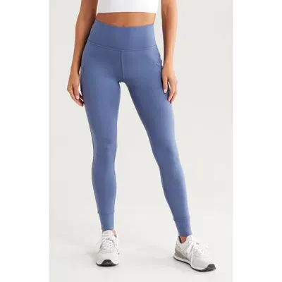 Zella Fleece Lined Performance Pocket Leggings In Blue Indigo