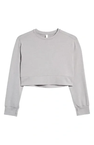 Zella Girl Kids' Zone Out Crop Sweatshirt In Grey Light Heather