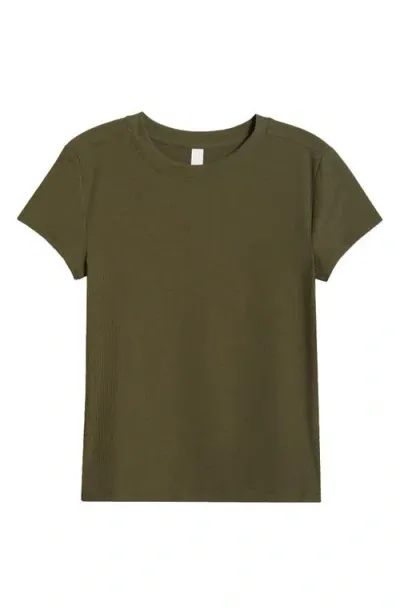 Zella Go-to Rib T-shirt In Olive Night