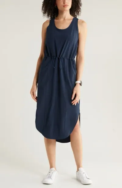 Zella In Flight Drawcord Waist Dress In Navy Sapphire