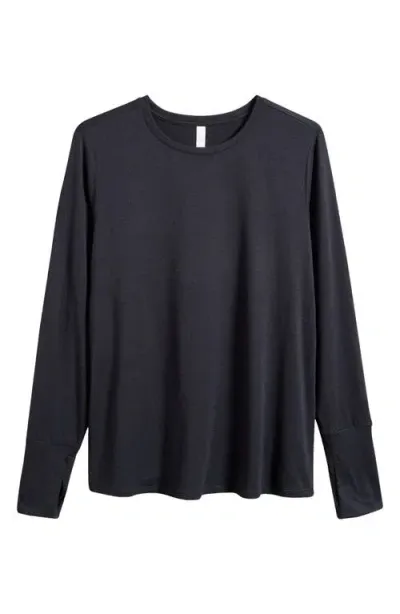 Zella Liana Restore Soft Lite Long Sleeve T-shirt In Black