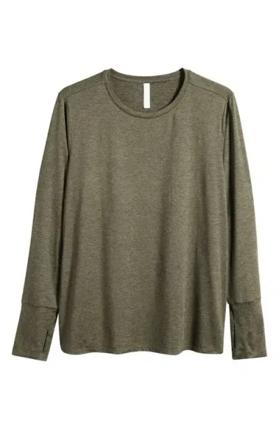 Zella Liana Restore Soft Lite Long Sleeve T-shirt In Olive Night