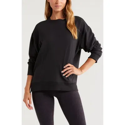 Zella Luxe French Terry Sweatshirt In Black