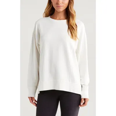 Zella Luxe French Terry Sweatshirt In Ivory Egret