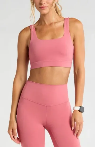 Zella Luxe Lite Squared Up Sports Bra In Pink Mauve