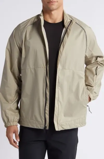 Zella Nylon Shell Hybrid Jacket In Tan Aluminum