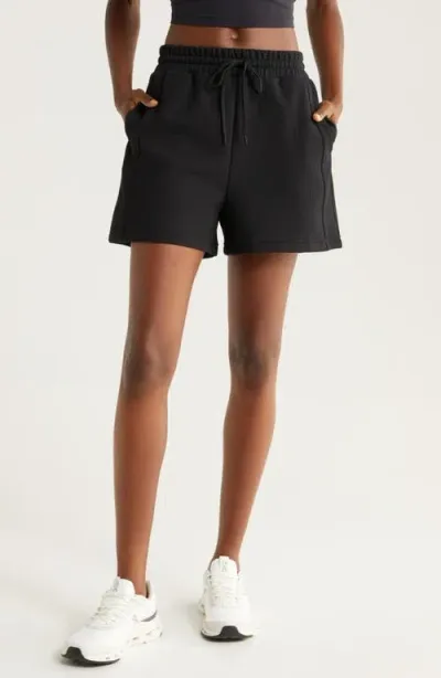 Zella Plush Ottoman Shorts In Black