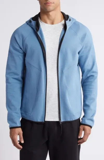 Zella Powertek Full Zip Hoodie In Blue Coronet