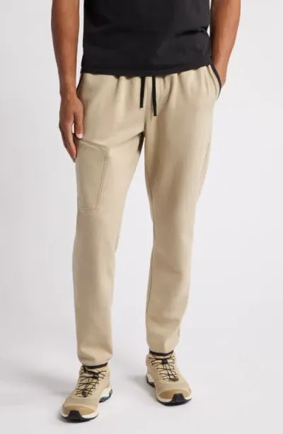 Zella Powertek Stretch Cotton Blend Joggers In Tan Aluminum