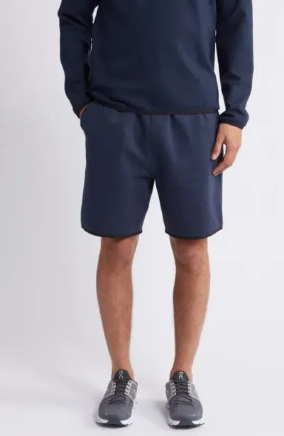 Zella Powertek Stretch Cotton Blend Shorts In Navy Eclipse