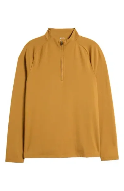 Zella Raglan Sleeve Performance Pullover In Brown Gold