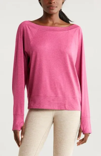 Zella Restore Soft Lite Boat Neck Top In Pink Violet