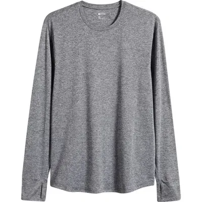 Zella Restore Soft Performance Long Sleeve T-shirt In Black Melange