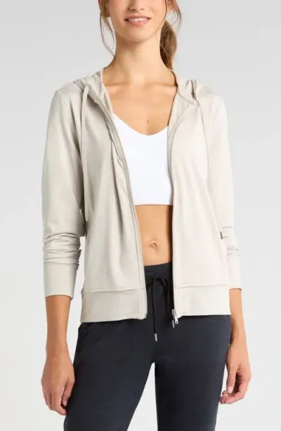 Zella Restore Soft Zip-up Hoodie In Grey Moonbeam