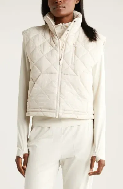 Zella Reversible Quilted Nylon Puffer Vest In Grey Moonbeam