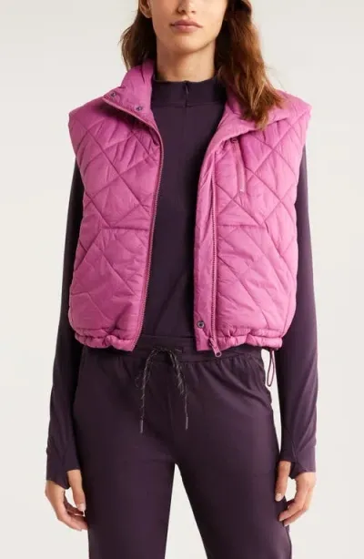 Zella Reversible Quilted Nylon Puffer Vest In Pink Violet