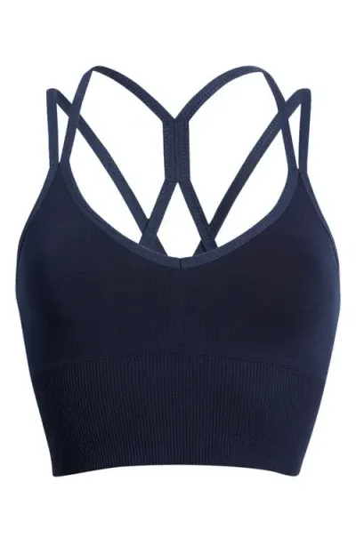 Zella Rhythm Seamless Sports Bra In Navy Sapphire