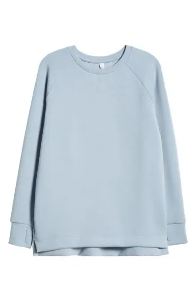 Zella Soft Modal Blend Scuba Oversize Crew Sweatshirt In Blue Fog