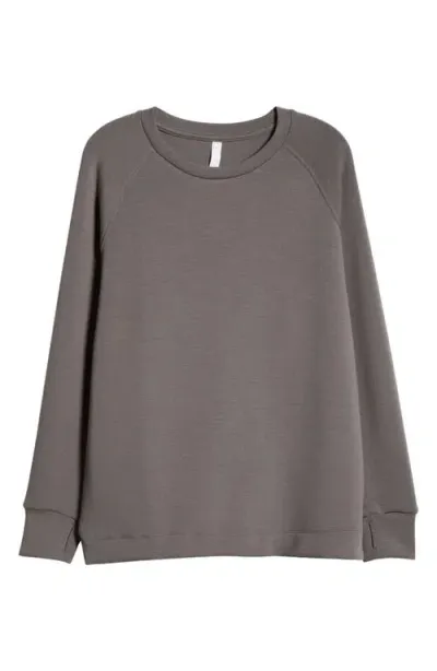 Zella Soft Modal Blend Scuba Oversize Crew Sweatshirt In Grey Kitten