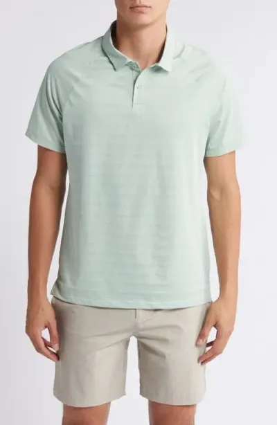 Zella Stripe Performance Court Polo In Green Frozen