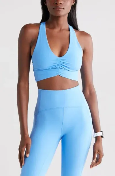 Zella Studio Luxe Ballet Longline Sports Bra In Blue Lapis