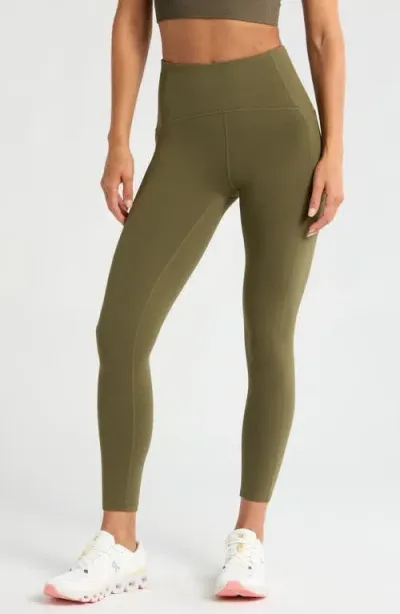 Zella Studio Luxe High Waist Pocket 7/8 Leggings In Green