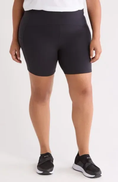 Zella Studio Luxe Pocket Bike Shorts In Black