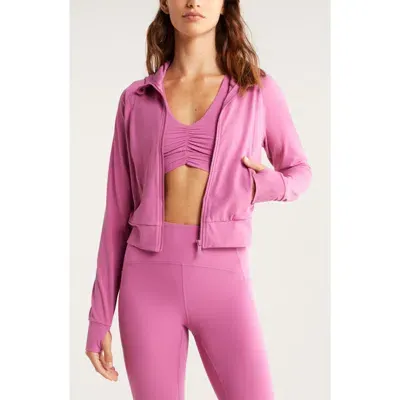 Zella Studio Luxe Zip Hoodie In Pink Violet