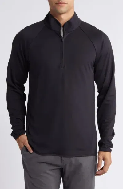 Zella Swing Quarter Zip Golf Pullover In Black