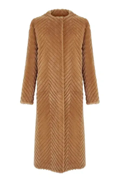 Zeynep Arcay Lasercut Shearling Coat In Brown