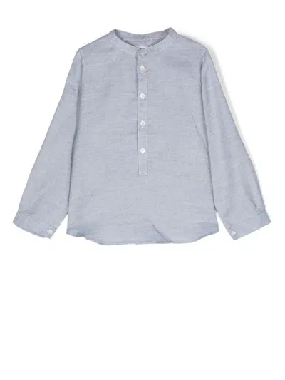 Zhoe & Tobiah Band-collar Shirt In Blue